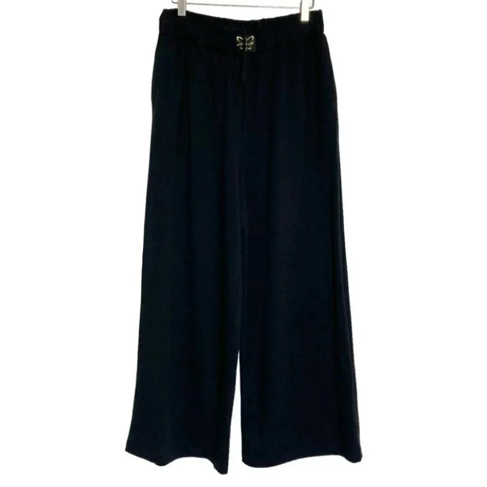 Laila Ali M black wide leg‎ pull on pants with pockets